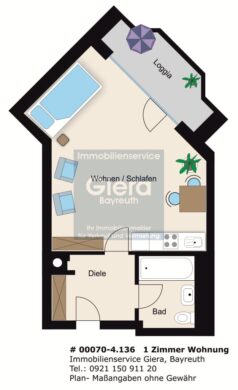 Schöne 1 Zimmer Wohnung mit Balkon, 95444 Bayreuth, Wohnung